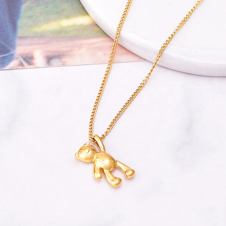 Golden Love Bear Necklace