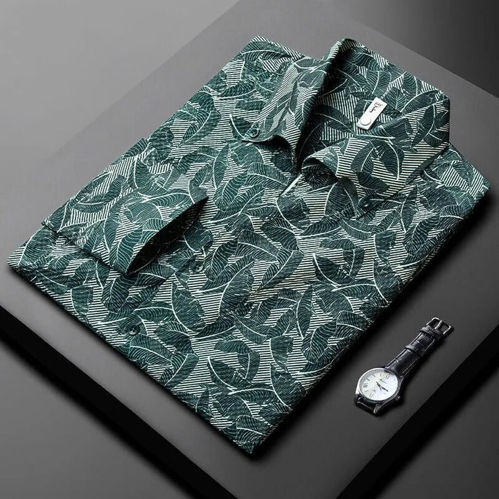 Leaf Motif Jacquard Shirt