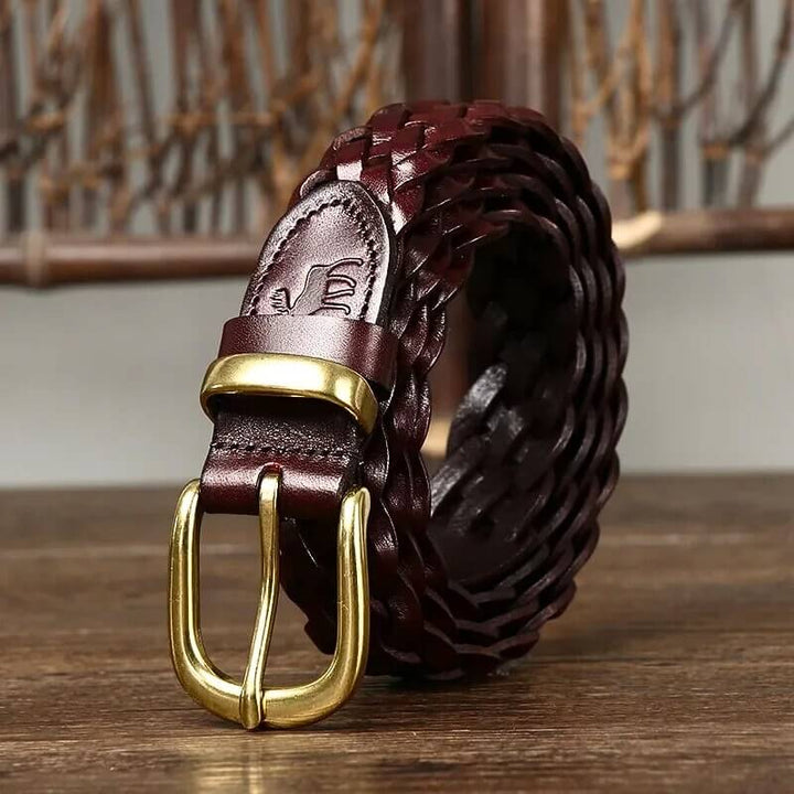 Charming Moose Woven Leather Belt