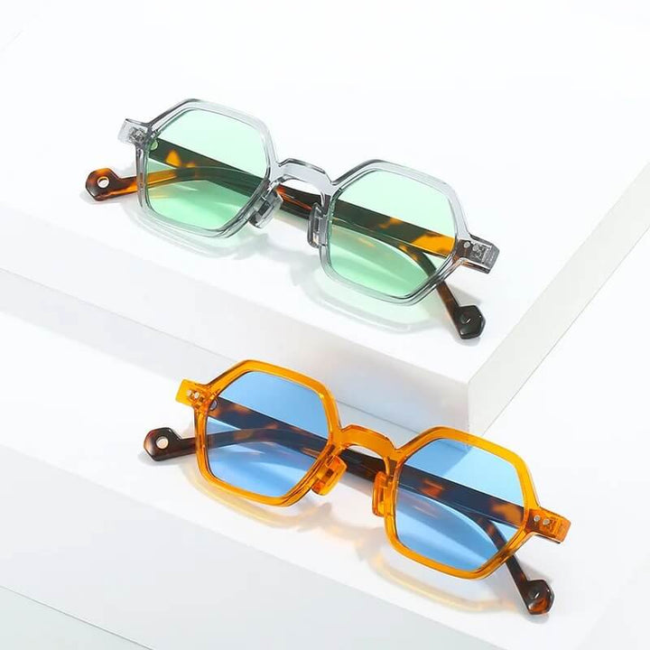 Vibrant Hexagon Retro Sunglasses