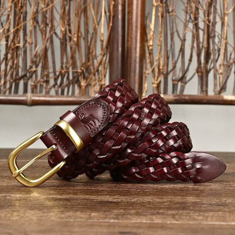 Charming Moose Woven Leather Belt