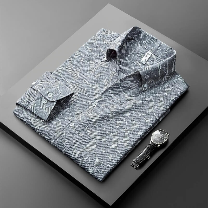 Leaf Motif Jacquard Shirt