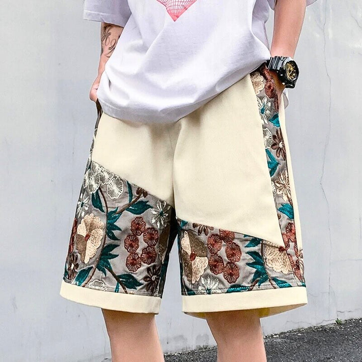 Asymmetrical Bloom Embroidered Shorts