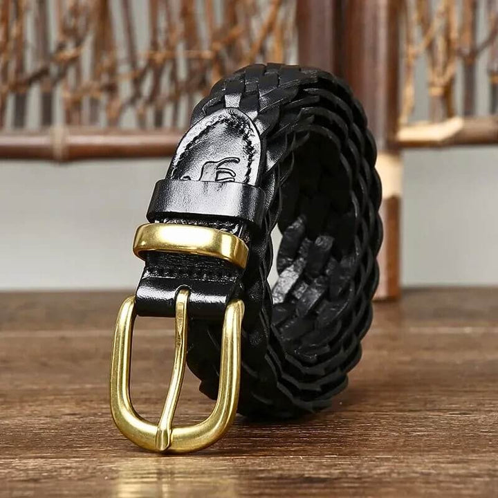 Charming Moose Woven Leather Belt