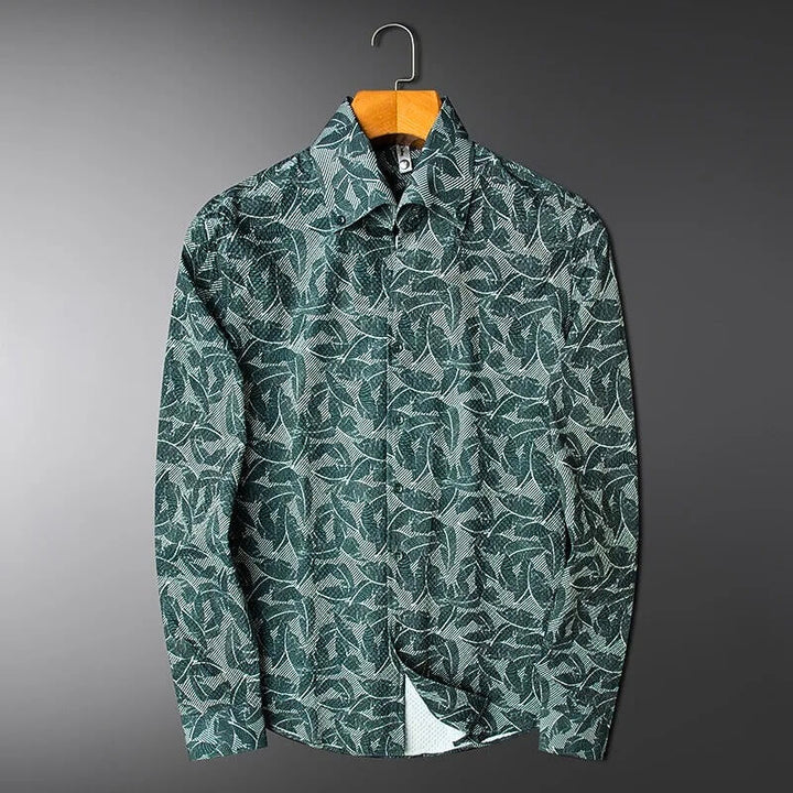 Leaf Motif Jacquard Shirt