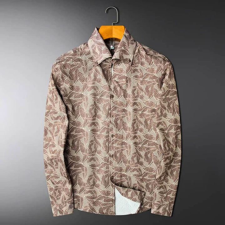 Leaf Motif Jacquard Shirt