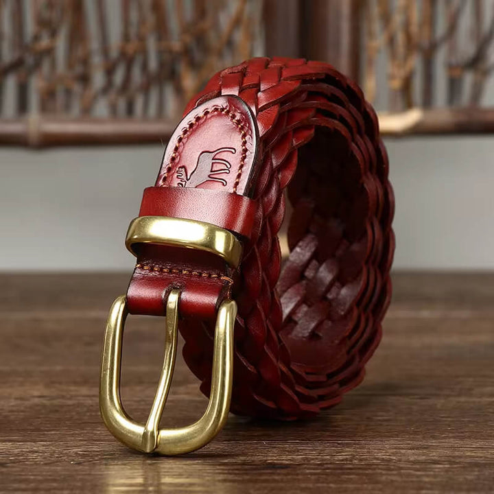 Charming Moose Woven Leather Belt