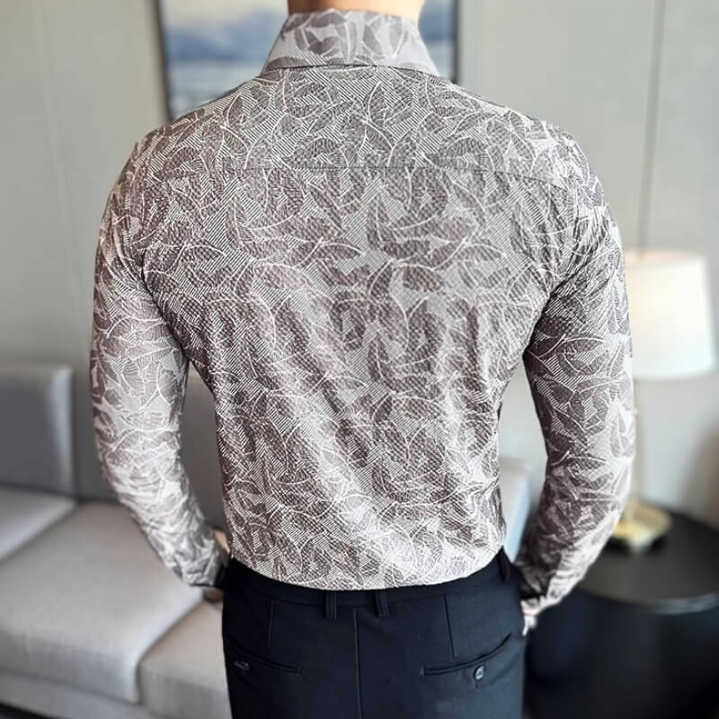 Leaf Motif Jacquard Shirt