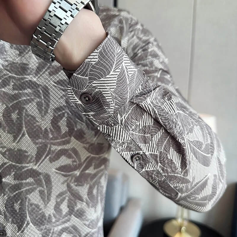 Leaf Motif Jacquard Shirt