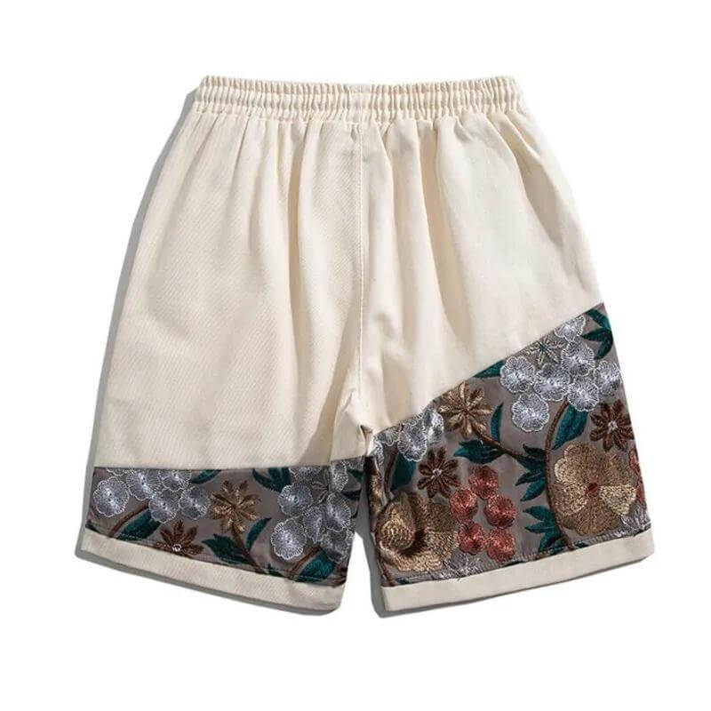 Asymmetrical Bloom Embroidered Shorts