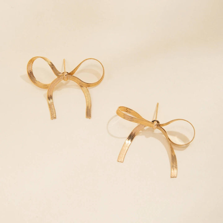 Riley Ribbed Bow Earrings