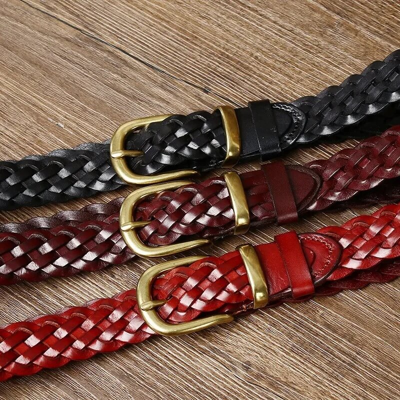 Charming Moose Woven Leather Belt