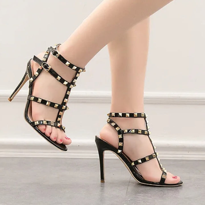 Punkstud Ankle Strap Stiletto Sandal