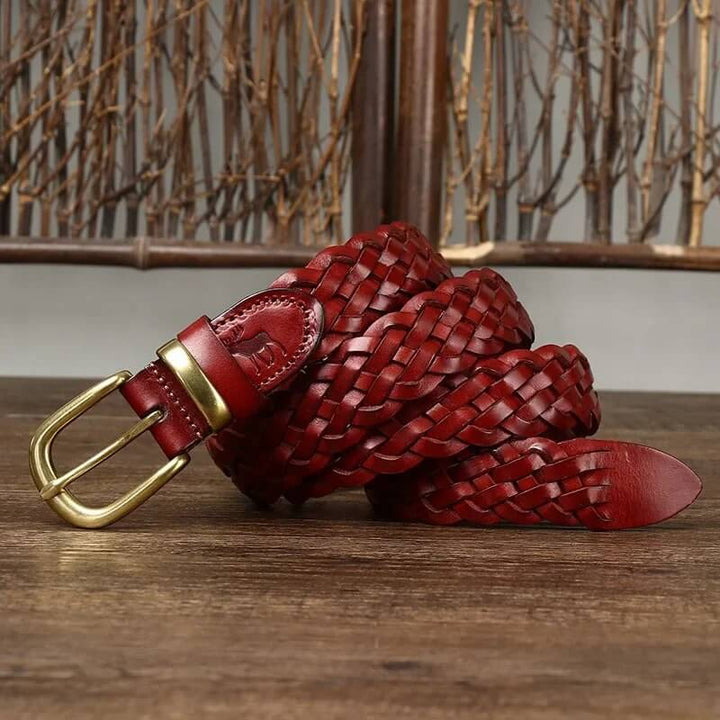 Charming Moose Woven Leather Belt