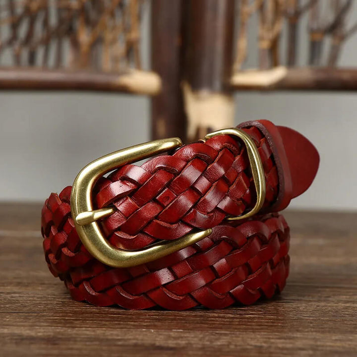 Charming Moose Woven Leather Belt