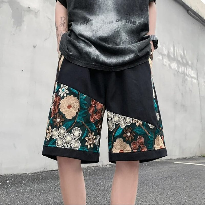 Asymmetrical Bloom Embroidered Shorts