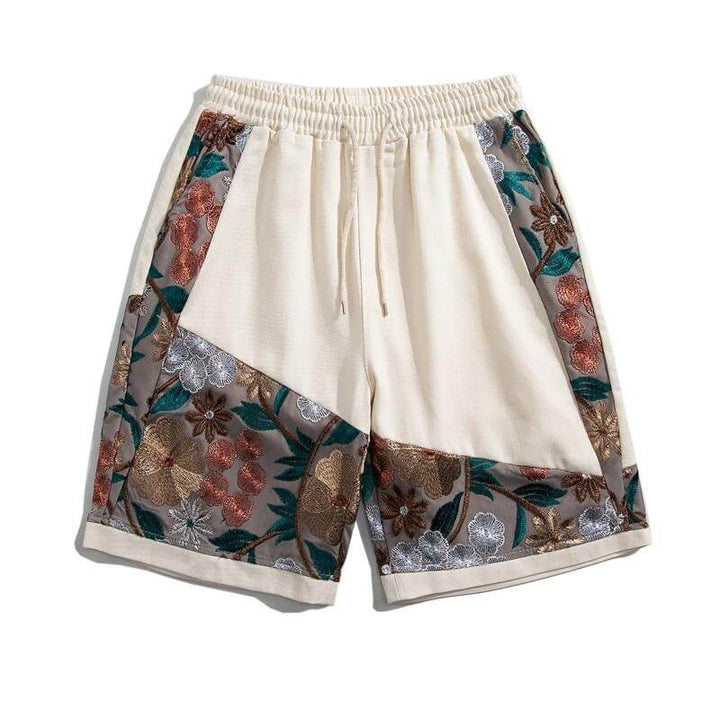 Asymmetrical Bloom Embroidered Shorts