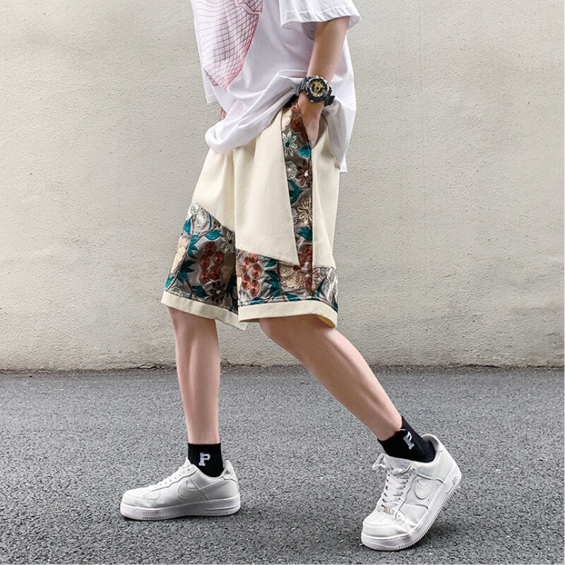 Asymmetrical Bloom Embroidered Shorts