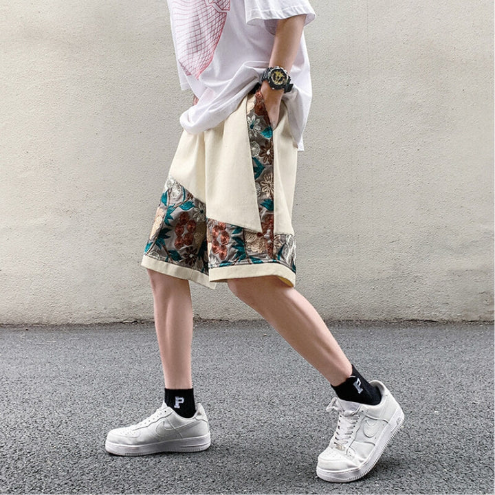 Asymmetrical Bloom Embroidered Shorts