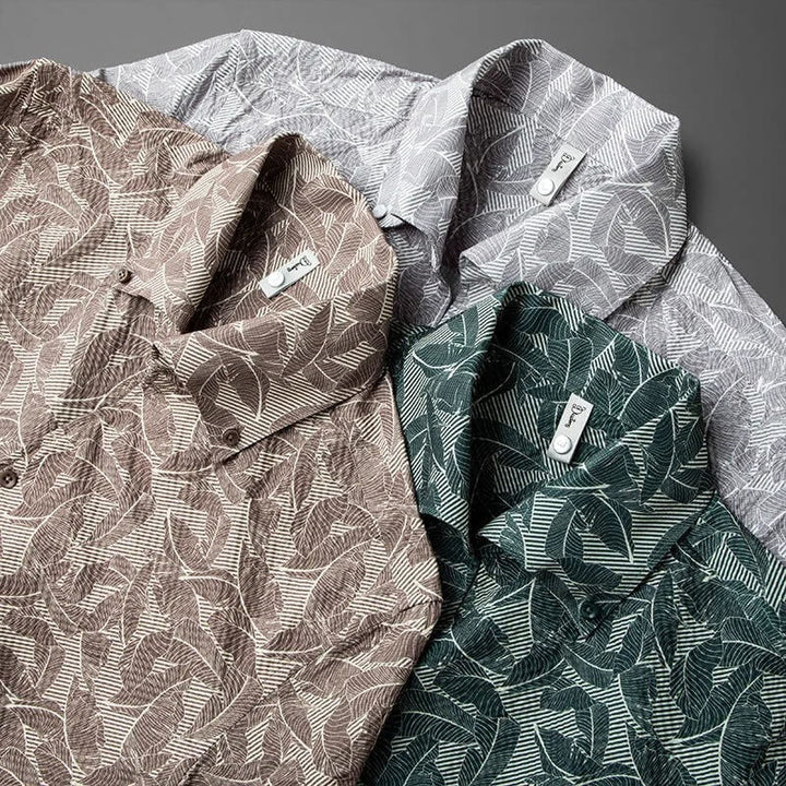 Leaf Motif Jacquard Shirt