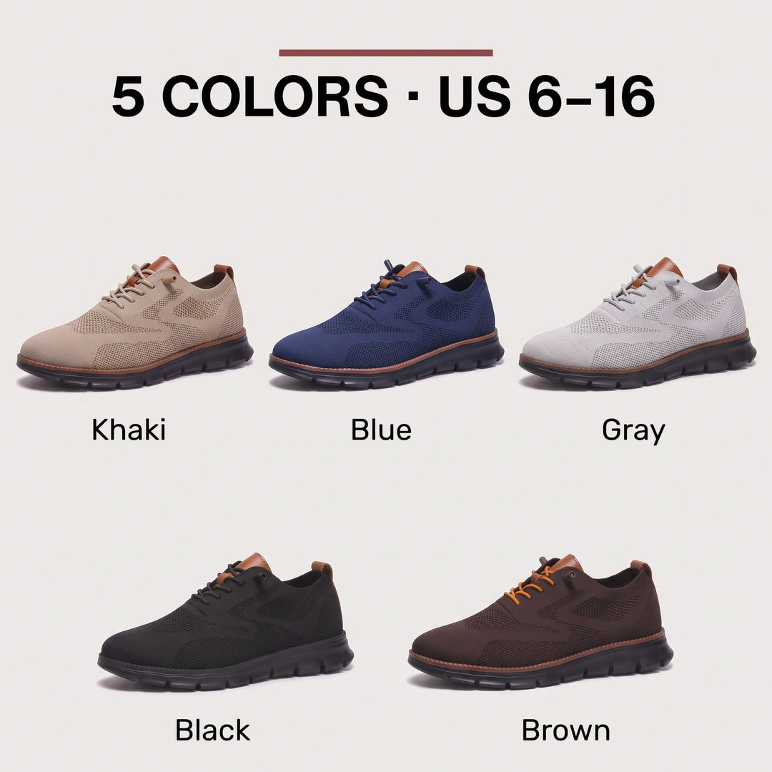Midnight Breeze sneakers in black, brown, khaki, blue and gray, US sizes 6 to 16