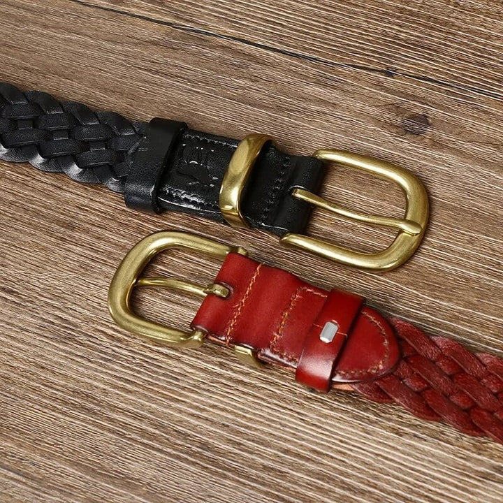 Charming Moose Woven Leather Belt