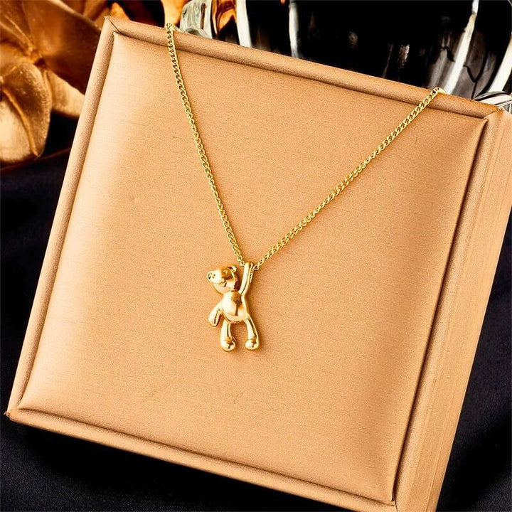 Golden Love Bear Necklace